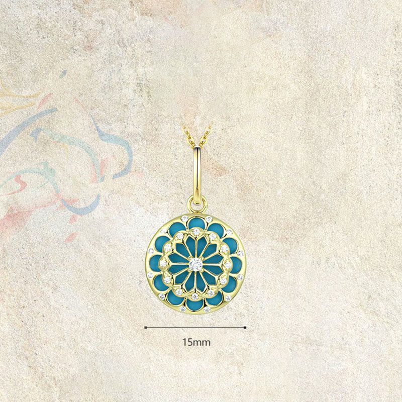 925 Sterling Silver Round Turquoise Zircon Protection Strength Necklace Pendant - Image 7