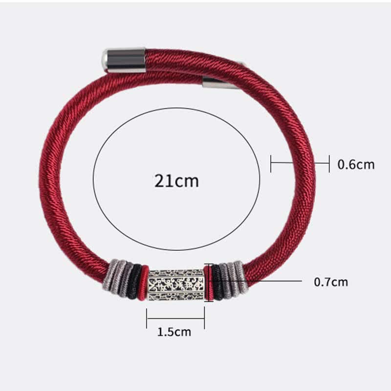 925 Sterling Silver Om Mani Padme Hum Peace Red String Bracelet - Image 10