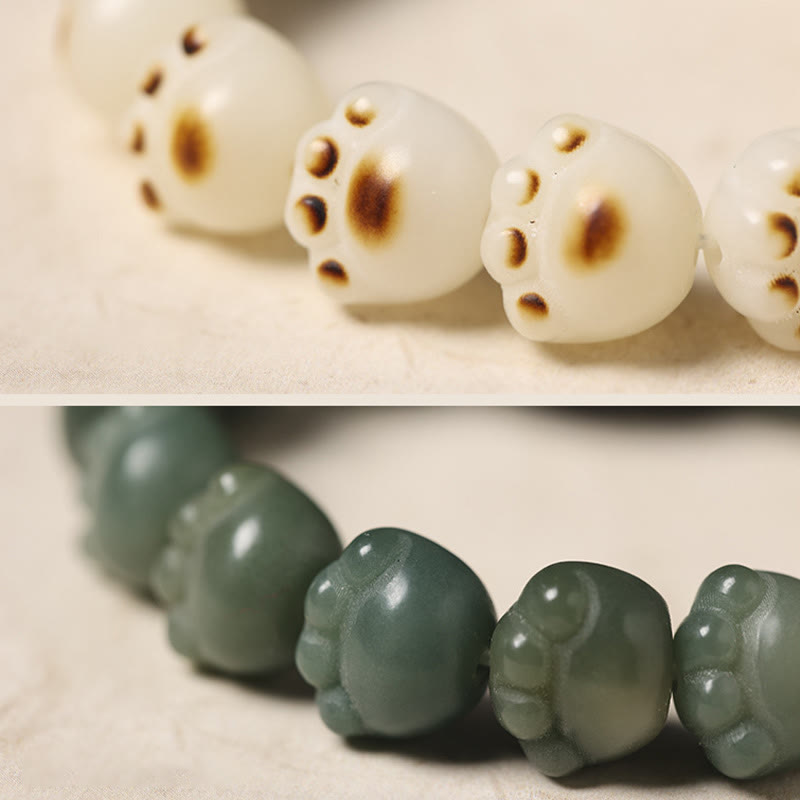 Natural Bodhi Seed Lovely Paw Ebony Wood Lucky Cat Wisdom Bracelet - Image 16
