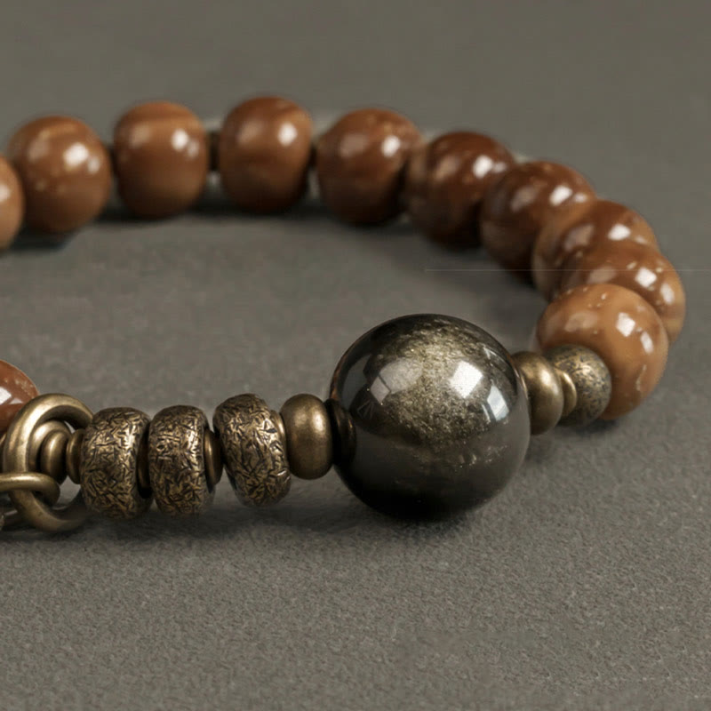Kuka Seed Tiger Eye Gold Sheen Obsidian Copper Wealth Luck Bracelet - Image 11