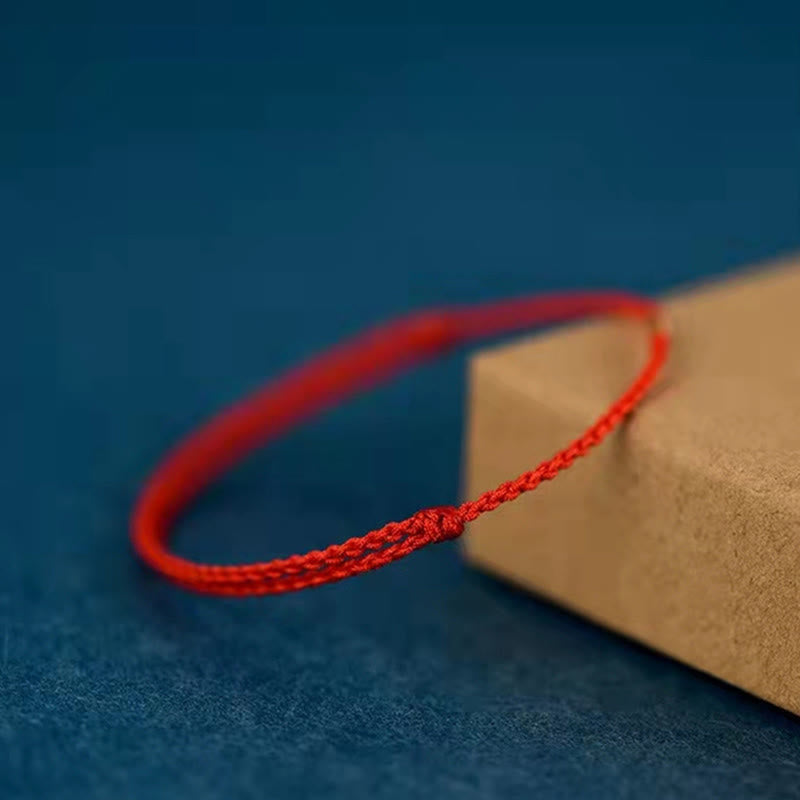 925 Sterling Silver Lucky Golden Bead Braided String Bracelet Anklet - Image 10