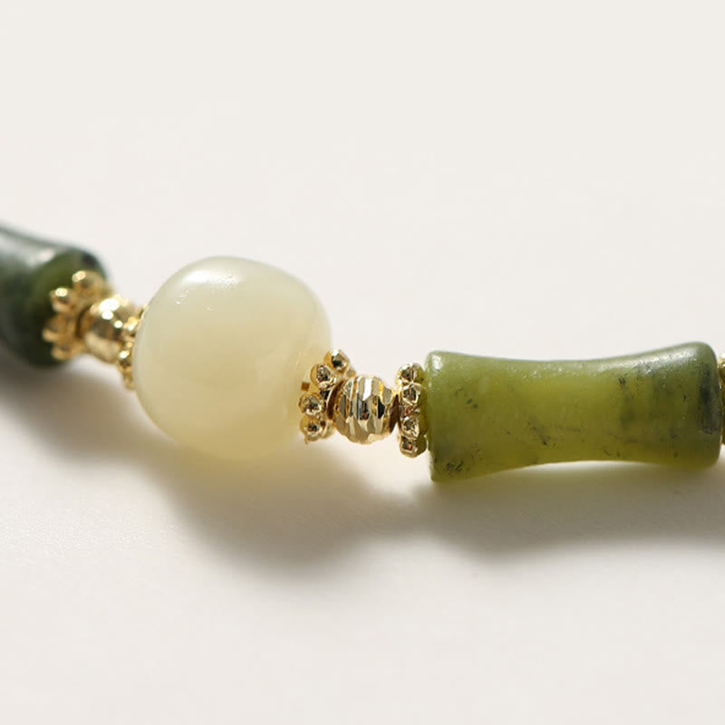 Glass Bead Bamboo Luck Strength Chain Bracelet - Image 8