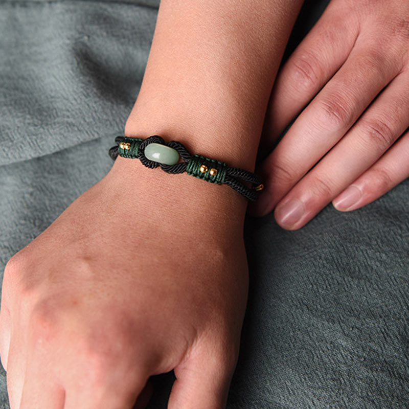 Tibetan Jade Lucky Black Rope Couple Bracelet - Image 5