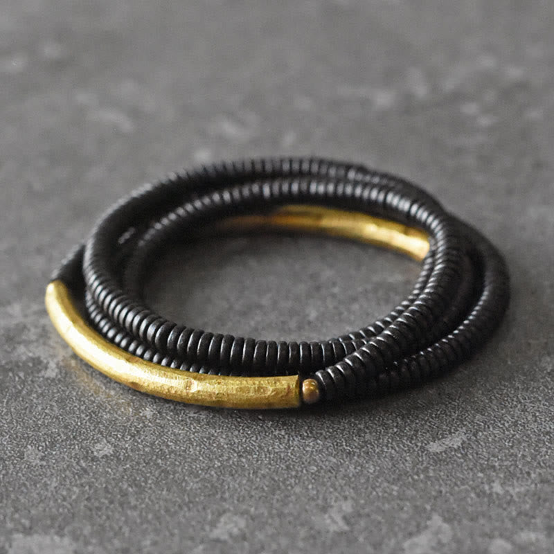 Ebony Wood Copper Balance Multilayered Bracelet