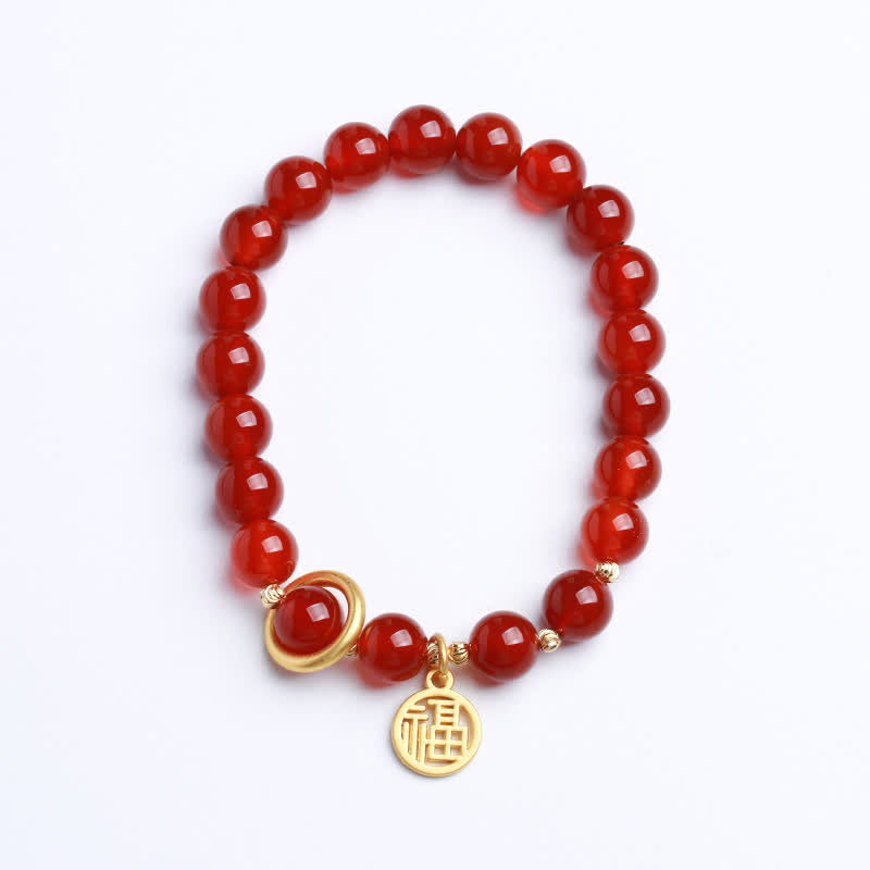Natural Red Agate Blessing Letter Confidence Bracelet - Image 10
