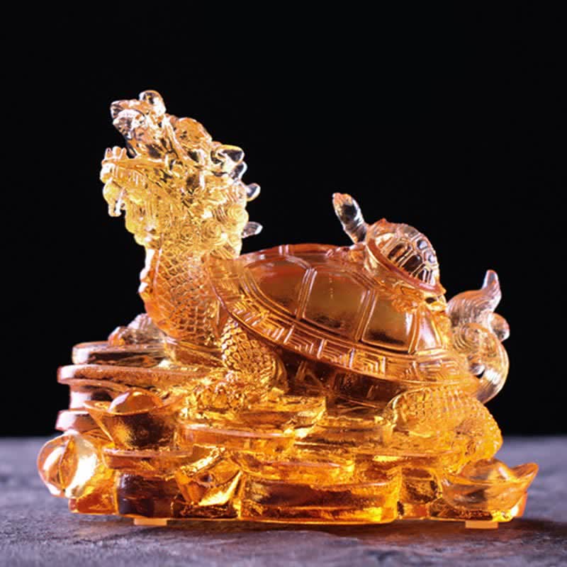 Feng Shui Dragon Turtle Coins Handmade Liuli Crystal Luck Art Piece Home Office Decoration - Image 16