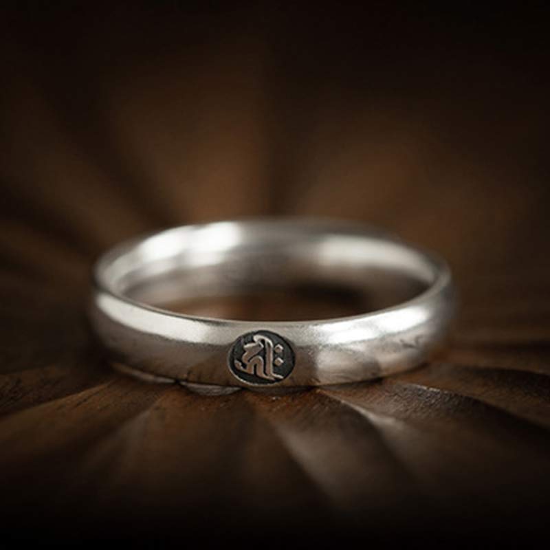 925 Sterling Silver Chinese Zodiac Natal Buddha Blessing Couple Ring - Image 26