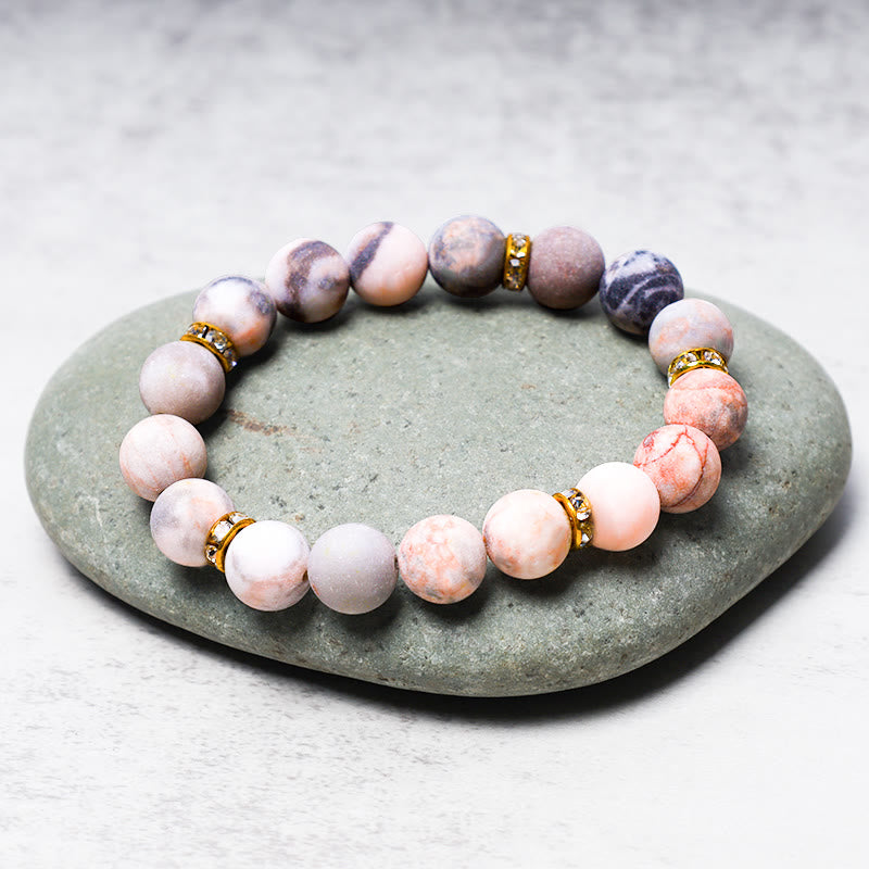 Anxiety Stress Healing Crystal Zebra Jasper Bead Bracelet - Image 3