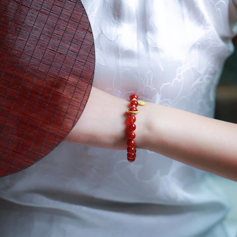 Natural Red Agate Blessing Letter Confidence Bracelet - Image 5