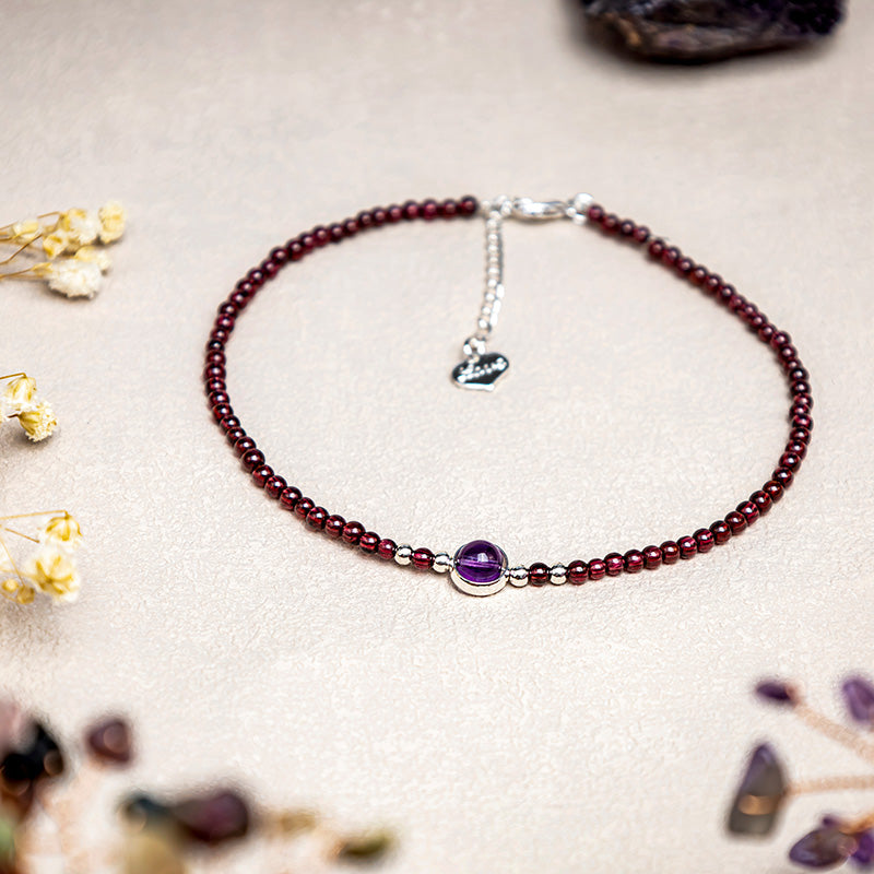 Garnet Amethyst Purification Calm Anklet