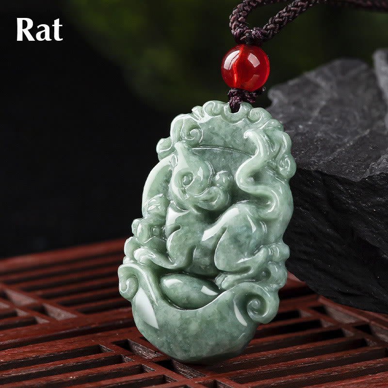 Natural Jade 12 Chinese Zodiac Prosperity Necklace Pendant - Image 6