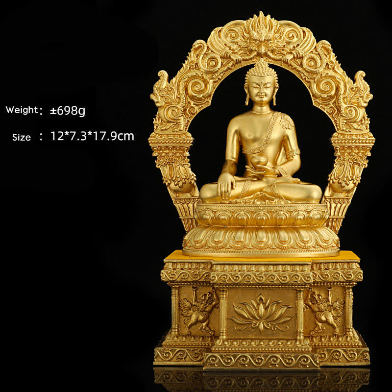 Shakyamuni Amitabha Medicine Buddha Figurine Serenity Copper Statue Home Decoration - Image 3