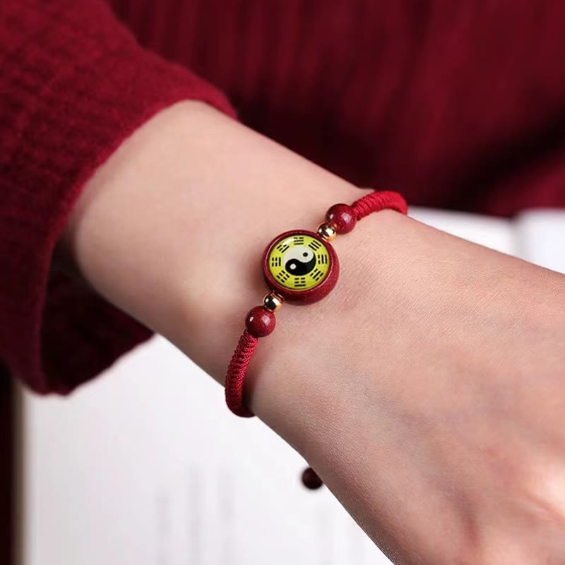Lucky Cinnabar Red String Yin Yang Symbol Bagua Blessing Bracelet - Image 10