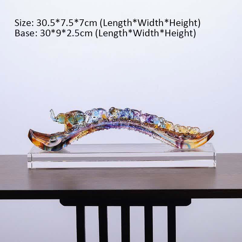 Handmade Liuli Crystal Ruyi Elephant Art Piece Home Decoration With Crystal Base - Image 7