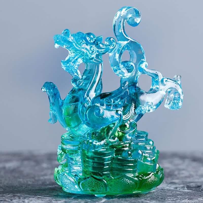 Feng Shui Four Symbols Azure Dragon Handmade Liuli Crystal Art Piece Home Office Decoration - Image 4