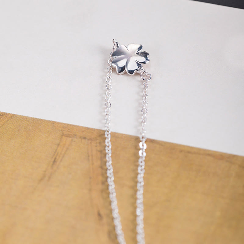 925 Sterling Silver Cherry Blossom Blessing Chain Bracelet - Image 7