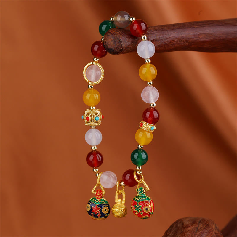 Gold Swallowing Beast Family Various Agate Crystal Success Bracelet