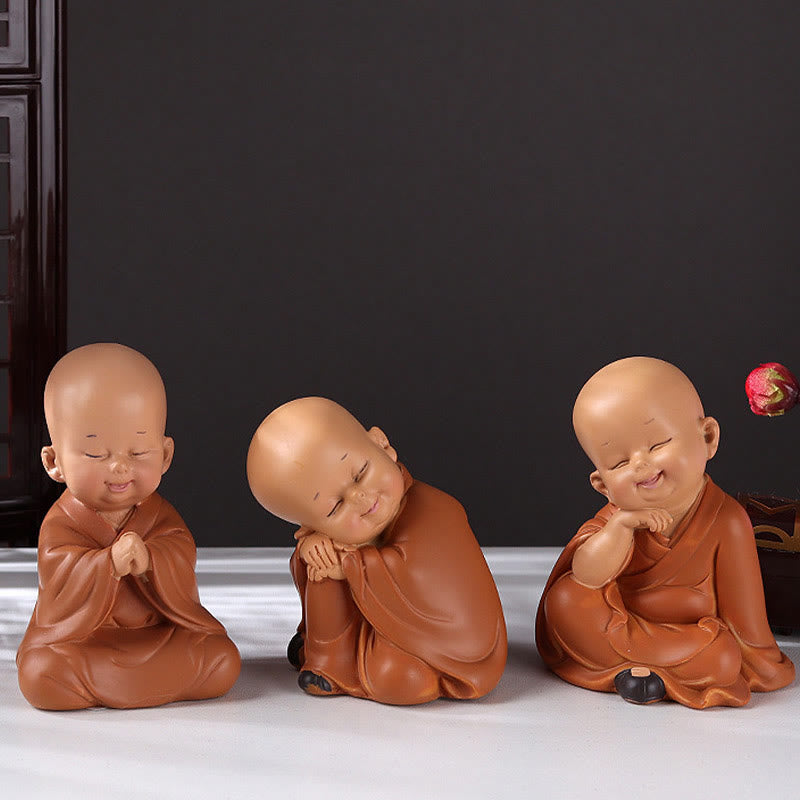 Small Mini Meditation Praying Monk Serenity Resin Home Decoration - Image 4
