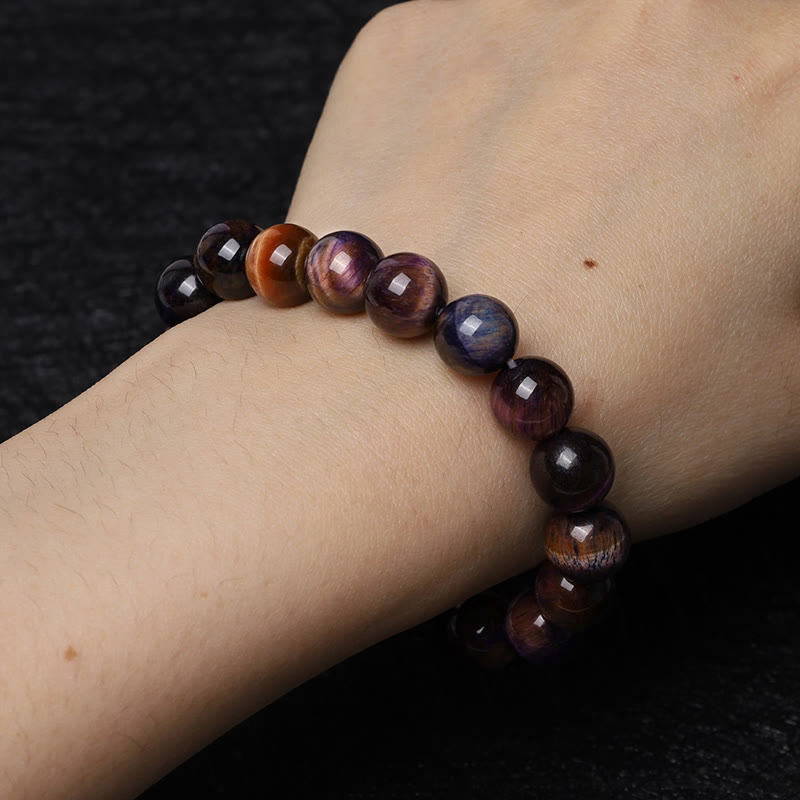 Natural Purple Tiger Eye Protection Strength Bracelet - Image 17