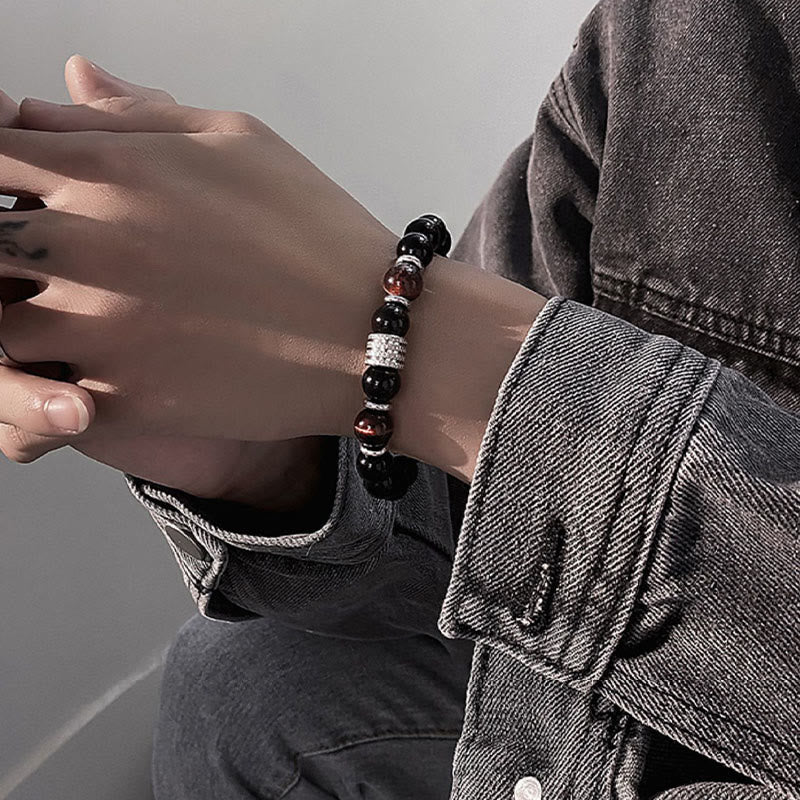 Natural Black Obsidian Tiger Eye Strength Fulfillment Bracelet - Image 15