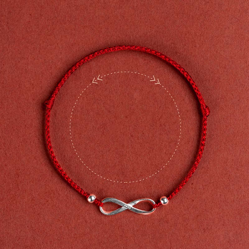 925 Sterling Silver Endless Knot Protection Luck Red String Bracelet Anklet - Image 20
