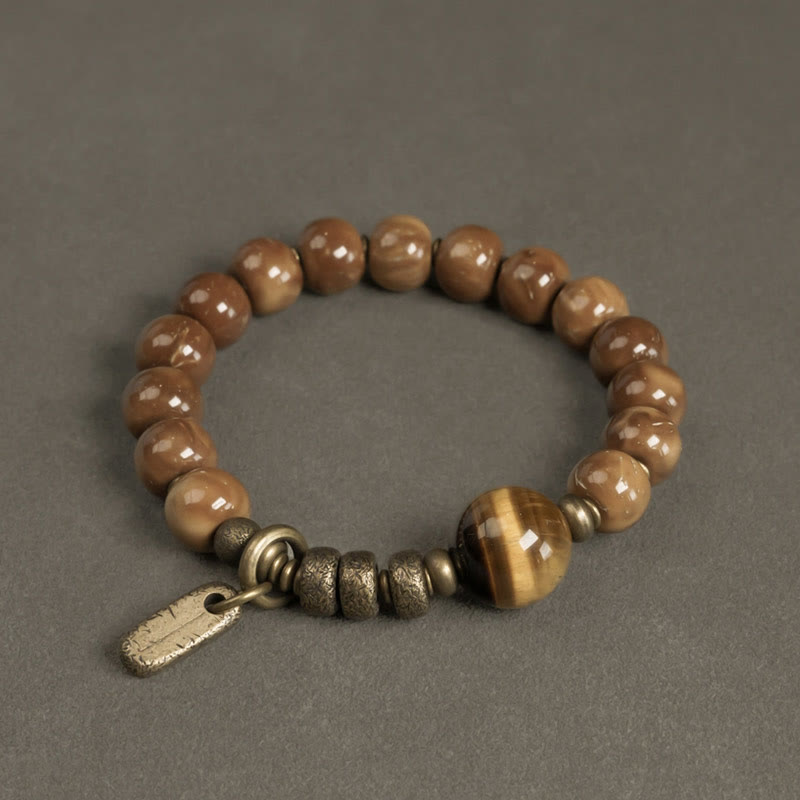 Kuka Seed Tiger Eye Gold Sheen Obsidian Copper Wealth Luck Bracelet