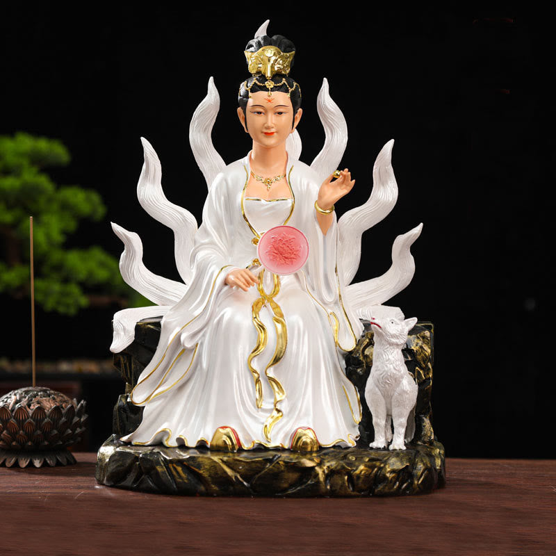 Nine Tailed Fox Fairy Luck Protection Resin Home Decoration - Image 4