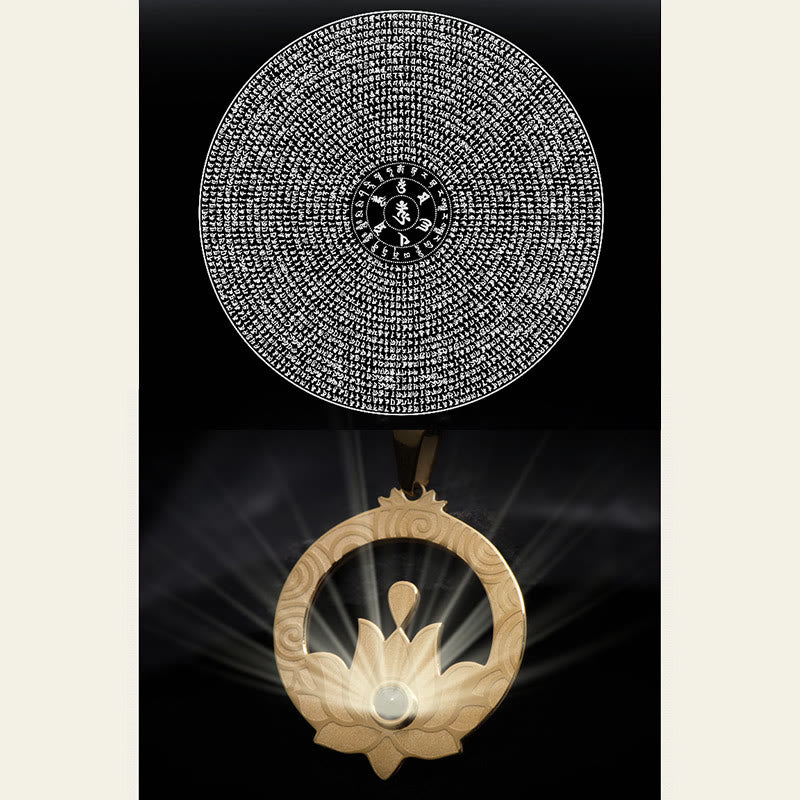 Lotus Titanium Steel Enlightenment Projection Shurangama Mantra Necklace Pendant - Image 6
