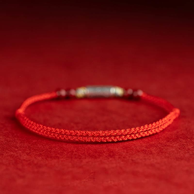 925 Sterling Silver Koi Fish Cinnabar Bead Wealth Handcrafted Braided Bracelet Anklet - Image 5