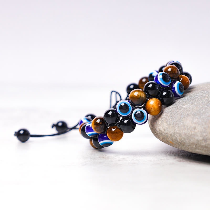 Evil Eye Hematite Tiger Eye Protection Beaded Bracelet - Image 11