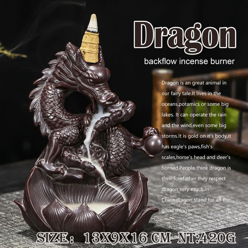 Dragon Lotus Pattern Strength Protection Ceramic Incense Burner Decoration - Image 7