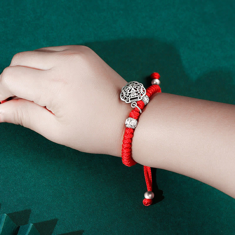 925 Sterling Silver Chinese Lock Charm Multicolored Red String Protection Handmade Braided Kids Bracelet - Image 8