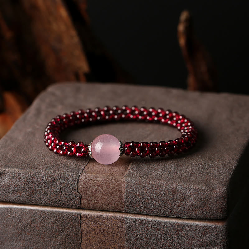 Natural Garnet Pink Crystal Red Agate Amazonite Bead Protection Bracelet