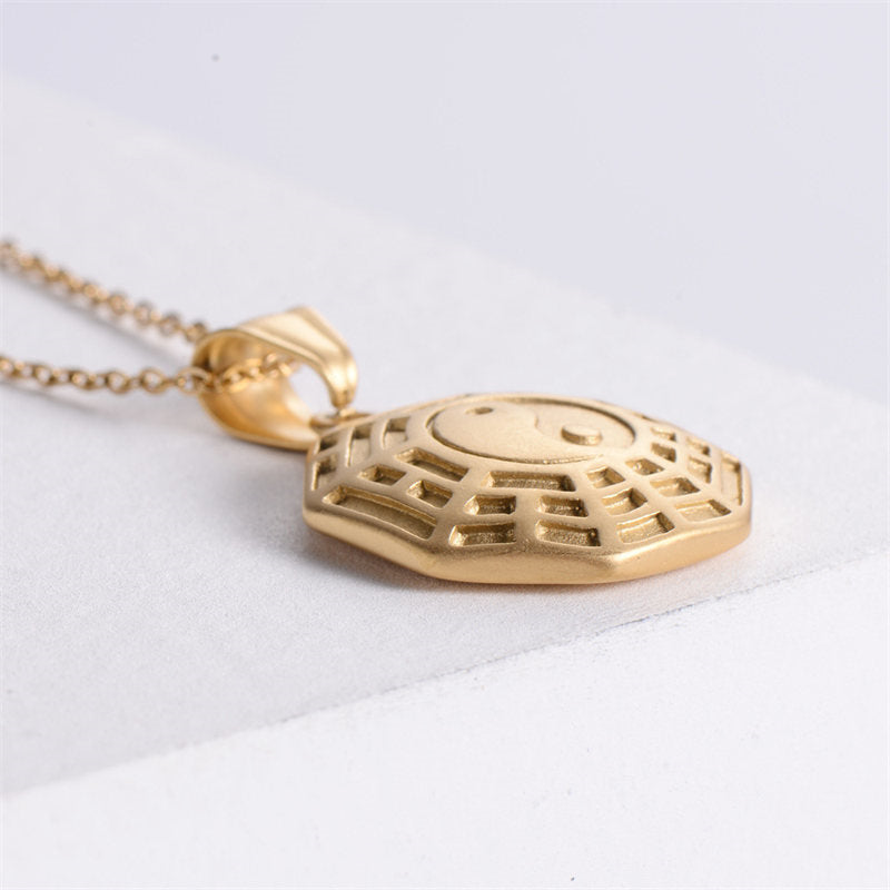 Bagua Yin Yang Titanium Steel Balance Necklace Chain Pendant - Image 4