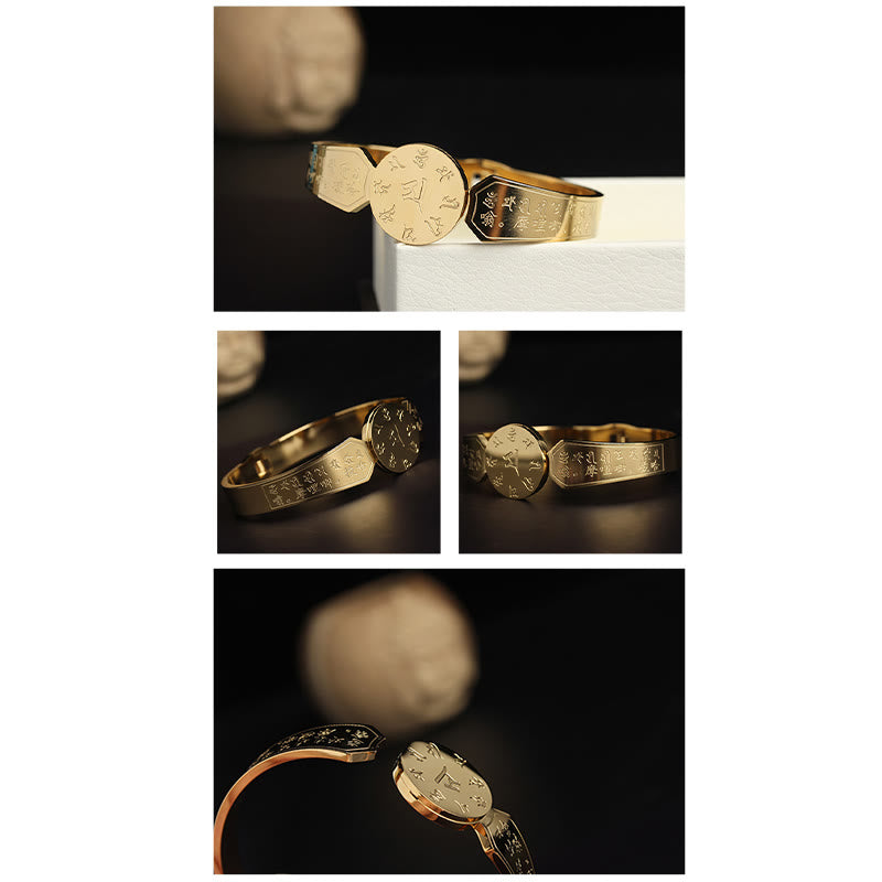 Yin Yang Lotus Om Mani Padme Hum Mantra Titanium Steel Harmony Bracelet Bangle - Image 24