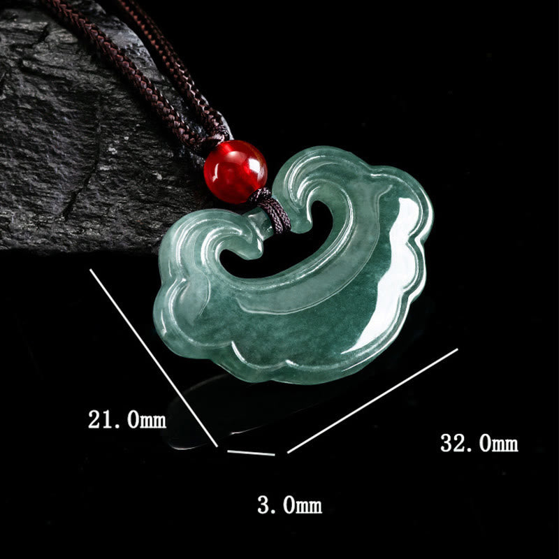 Natural Green Jade Chinese Lock Charm Luck Necklace Pendant - Image 9
