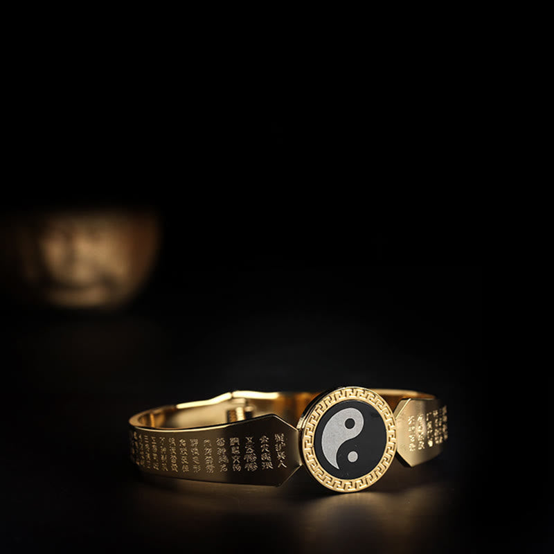 Yin Yang Lotus Om Mani Padme Hum Mantra Titanium Steel Harmony Bracelet Bangle - Image 5