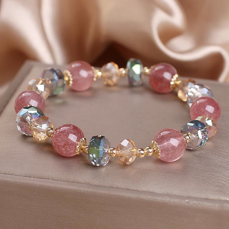 Natural Strawberry Quartz Colorful Crystal Positive Bracelet - Image 5