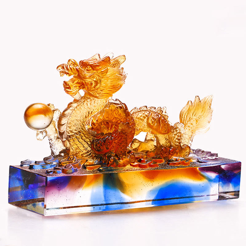 Handmade Multicolored Dragon Liuli Crystal Art Piece Protection Home Office Decoration - Image 5