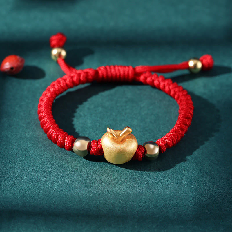 999 Sterling Silver Apple Red Multicolored Rope Luck Protection Handcrafted Kids Bracelet - Image 3