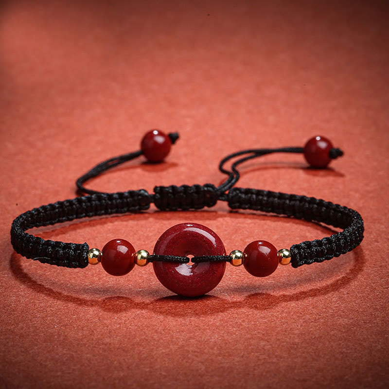 Natural Cinnabar Peace Buckle Blessing String Bracelet - Image 7