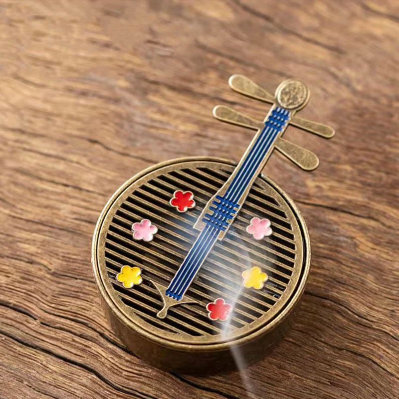 Small Mini Gourd Fan Pipa Copper Alloy Incense Burner Decoration With Incense - Image 8