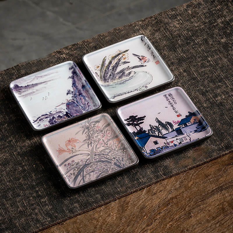 Mountain Lake Flower Leaf Healing Ceramic Plate Tray Stick Incense Burner Decoration - Image 17