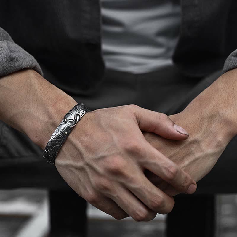 999 Sterling Silver 990 Gold Koi Fish Luck Wealth Success Bracelet Bangle - Image 6