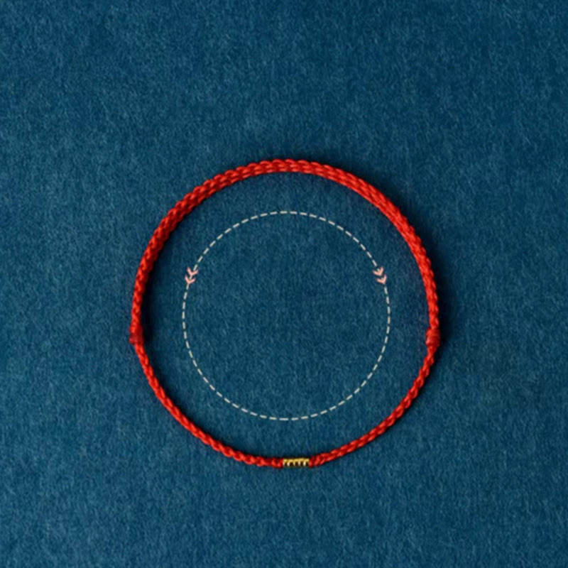 925 Sterling Silver Lucky Golden Bead Braided String Bracelet Anklet - Image 16