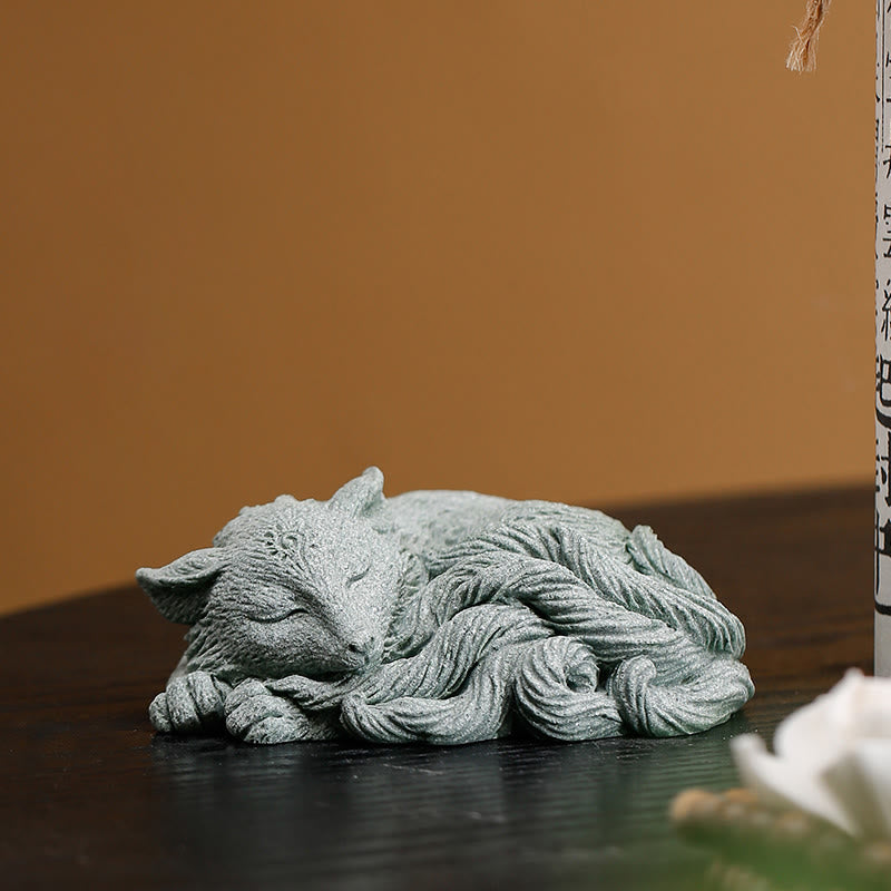 Small Nine Tailed Fox Protection Home Tea Pet Figurine Decoration