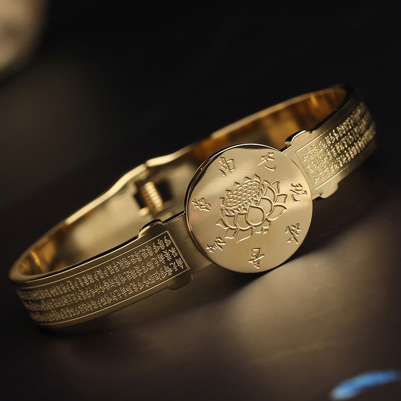 Yin Yang Lotus Om Mani Padme Hum Mantra Titanium Steel Harmony Bracelet Bangle - Image 12