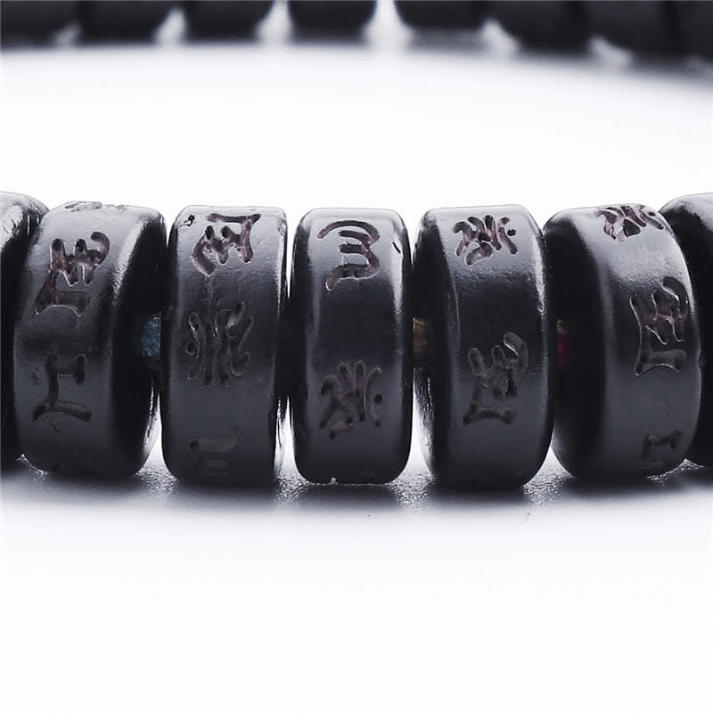 Tibetan Coconut Shell Beads Engraved Om Mani Padme Hum Mantra Happiness Bracelet - Image 7