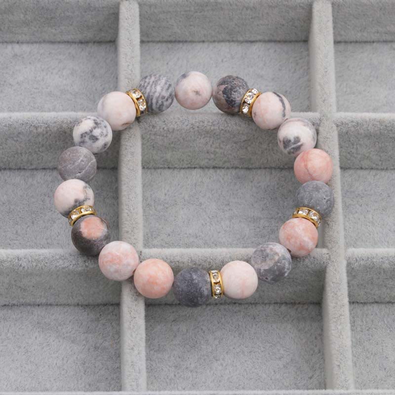 Anxiety Stress Healing Crystal Zebra Jasper Bead Bracelet - Image 5