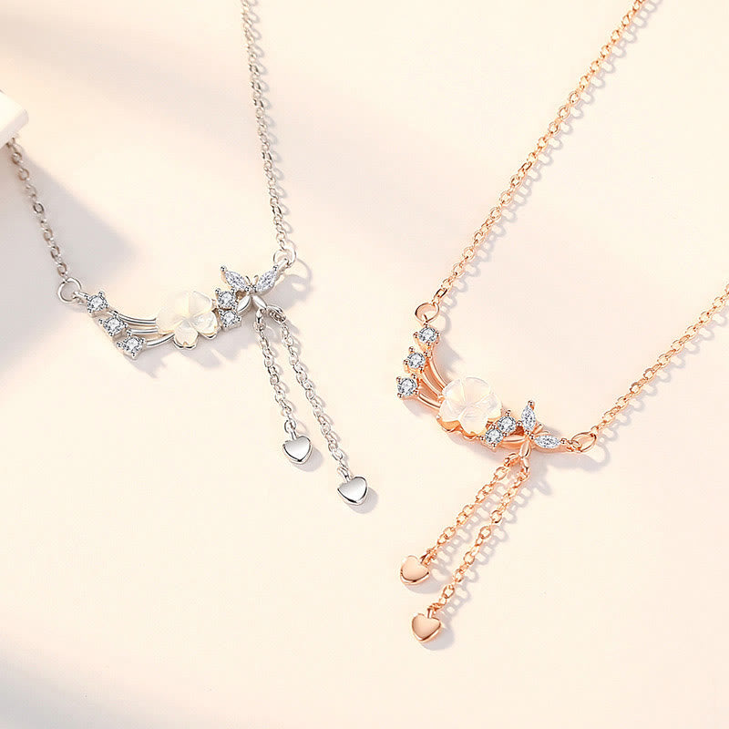 925 Sterling Silver Flower Butterfly Love Necklace Pendant Earrings Set - Image 6